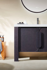 MUNICH 48” ESPRESSO OAK FREESTANDING MODERN BATHROOM VANITY (WHITE COUNTERTOP)
