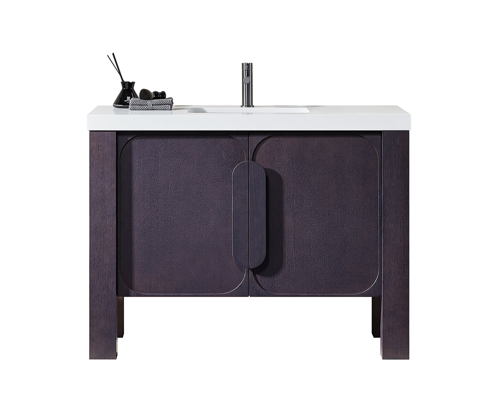 MUNICH 48” ESPRESSO OAK FREESTANDING MODERN BATHROOM VANITY (WHITE COUNTERTOP)