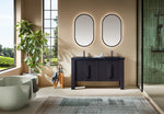 MUNICH 60” ESPRESSO OAK FREESTANDING MODERN BATHROOM VANITY (BLACK COUNTERTOP)
