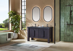 MUNICH 60” ESPRESSO OAK FREESTANDING MODERN BATHROOM VANITY (BLACK COUNTERTOP)
