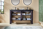 MUNICH 60” ESPRESSO OAK FREESTANDING MODERN BATHROOM VANITY (BLACK COUNTERTOP)