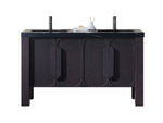 MUNICH 60” ESPRESSO OAK FREESTANDING MODERN BATHROOM VANITY (BLACK COUNTERTOP)