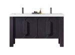 MUNICH 60” ESPRESSO OAK FREESTANDING MODERN BATHROOM VANITY (WHITE COUNTERTOP)