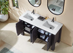 MUNICH 60” ESPRESSO OAK FREESTANDING MODERN BATHROOM VANITY (WHITE COUNTERTOP)