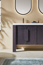 MUNICH 60” ESPRESSO OAK FREESTANDING MODERN BATHROOM VANITY (WHITE COUNTERTOP)