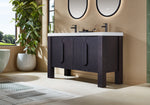 MUNICH 60” ESPRESSO OAK FREESTANDING MODERN BATHROOM VANITY (WHITE COUNTERTOP)