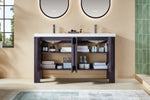 MUNICH 60” ESPRESSO OAK FREESTANDING MODERN BATHROOM VANITY (WHITE COUNTERTOP)