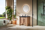 MUNICH 36” NATURAL TEAK FREESTANDING MODERN BATHROOM VANITY (BLACK COUNTERTOP)
