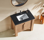 MUNICH 36” NATURAL TEAK FREESTANDING MODERN BATHROOM VANITY (BLACK COUNTERTOP)