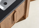 MUNICH 36” NATURAL TEAK FREESTANDING MODERN BATHROOM VANITY (BLACK COUNTERTOP)