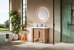 MUNICH 36” NATURAL TEAK FREESTANDING MODERN BATHROOM VANITY (WHITE COUNTERTOP)