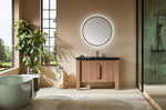 MUNICH 48” NATURAL TEAK FREESTANDING MODERN BATHROOM VANITY (BLACK COUNTERTOP)