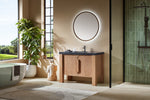 MUNICH 48” NATURAL TEAK FREESTANDING MODERN BATHROOM VANITY (BLACK COUNTERTOP)
