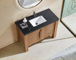 MUNICH 48” NATURAL TEAK FREESTANDING MODERN BATHROOM VANITY (BLACK COUNTERTOP)