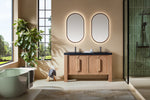 MUNICH 60” NATURAL TEAK FREESTANDING MODERN BATHROOM VANITY (BLACK COUNTERTOP)