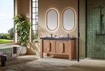 MUNICH 60” NATURAL TEAK FREESTANDING MODERN BATHROOM VANITY (BLACK COUNTERTOP)