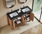 MUNICH 60” NATURAL TEAK FREESTANDING MODERN BATHROOM VANITY (BLACK COUNTERTOP)