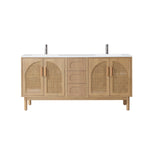 NARA 72” PECAN OAK MID-CENTURY FREESTANDING BATHROOM VANITY