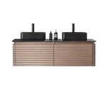 OCALA 60” CHESTNUT WALL MOUNT MODERN BATHROOM VANITY (LEFT SINK/RIGHT SINK/DOUBLE SINK)