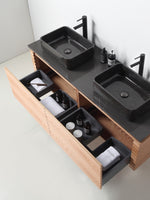 OCALA 60” MAPLE WALL MOUNT MODERN BATHROOM VANITY (LEFT SINK/RIGHT SINK/DOUBLE SINK)