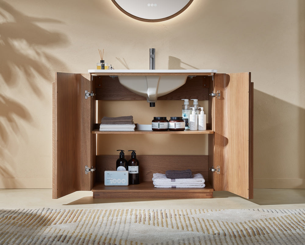 PARMA 36” NATURAL TEAK FREESTANDING BATHROOM VANITY
