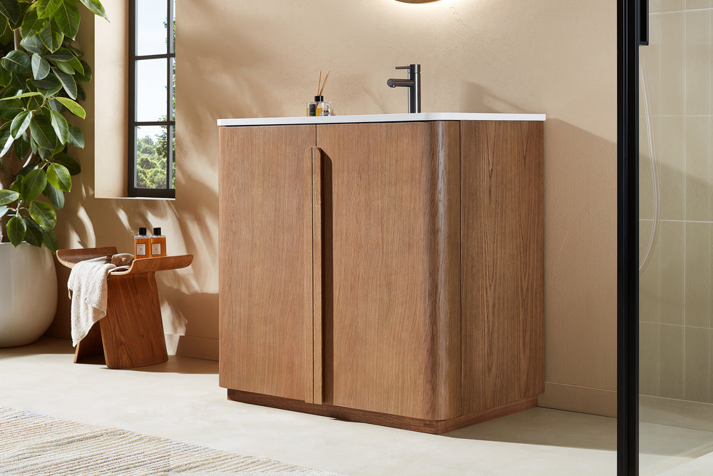 PARMA 36” NATURAL TEAK FREESTANDING BATHROOM VANITY