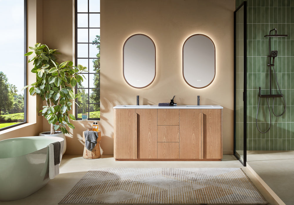 PARMA 72” NATURAL TEAK FREESTANDING BATHROOM VANITY