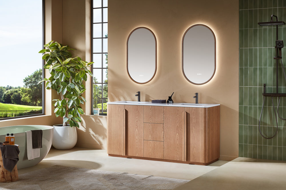 PARMA 72” NATURAL TEAK FREESTANDING BATHROOM VANITY