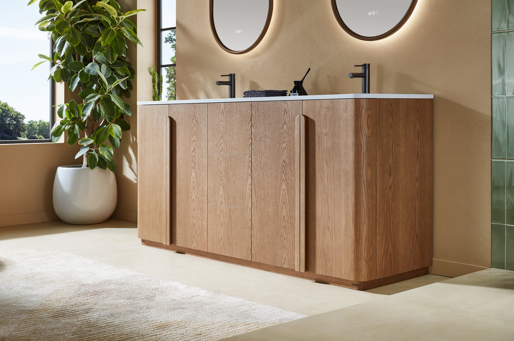 PARMA 72” NATURAL TEAK FREESTANDING BATHROOM VANITY
