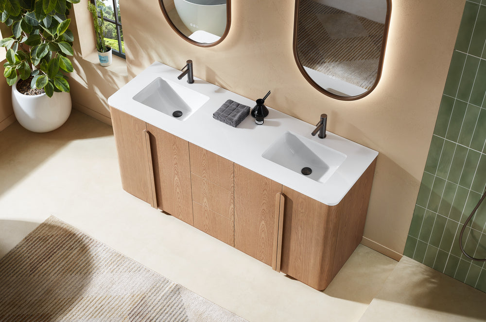 PARMA 72” NATURAL TEAK FREESTANDING BATHROOM VANITY