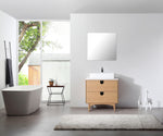 PORTREE 30” WHITEWASH OAK MID-CENTURY FREESTANDING BATHROOM VANITY