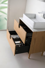 PORTREE 30” WHITEWASH OAK MID-CENTURY FREESTANDING BATHROOM VANITY