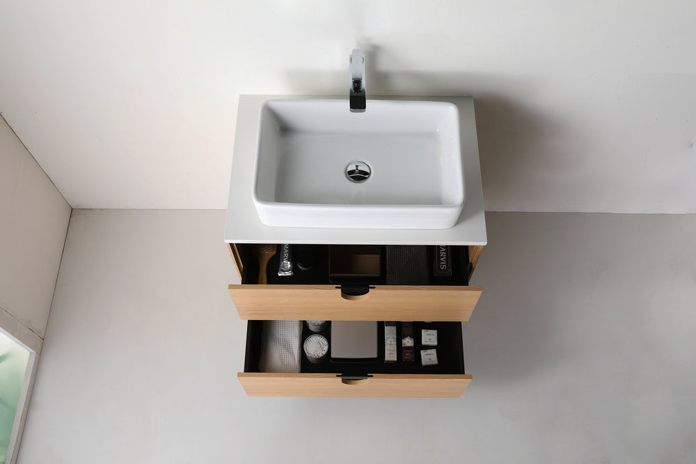 PORTREE 30” WHITEWASH OAK MID-CENTURY FREESTANDING BATHROOM VANITY