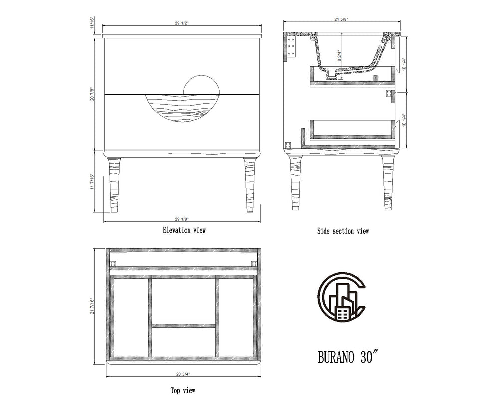 BURANO 30” BEIGE FREESTANDING MODERN BATHROOM VANITY