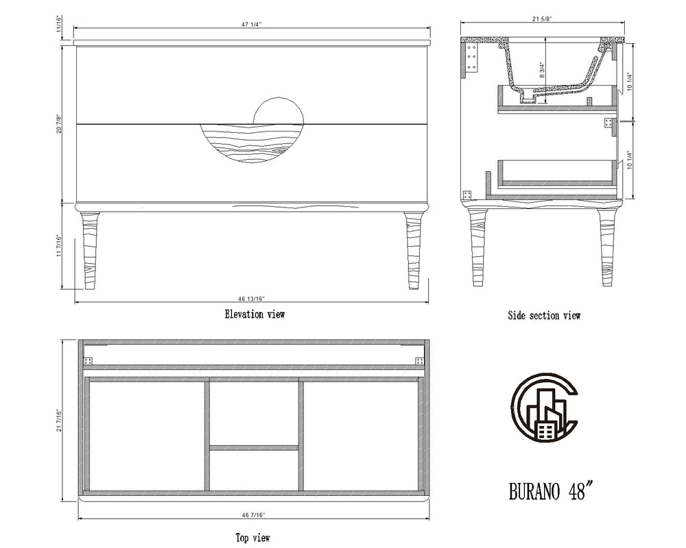 BURANO 48” BEIGE FREESTANDING MODERN BATHROOM VANITY