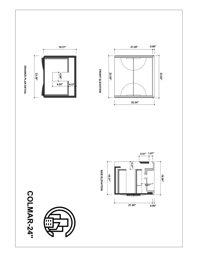 COLMAR 24” LIGHT GRAY WALL MOUNT MODERN BATHROOM VANITY