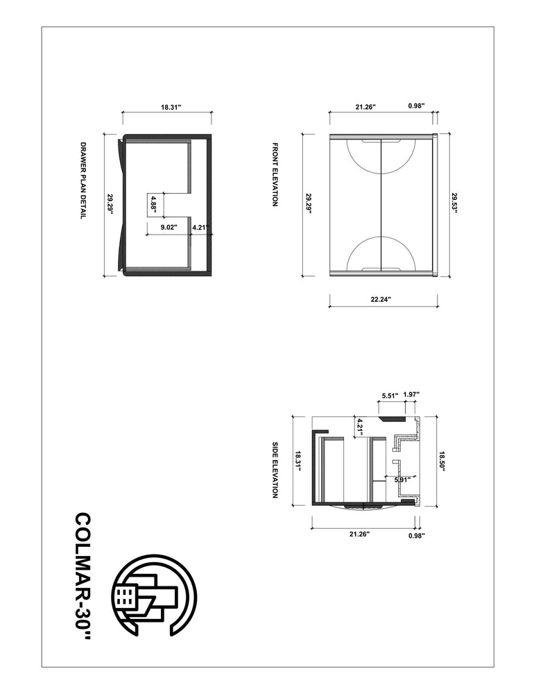 COLMAR 30” LIGHT GRAY WALL MOUNT MODERN BATHROOM VANITY