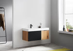 LUGANO 42” MATTE BLACK GLASS/MAPLE WALL MOUNT MODERN BATHROOM VANITY