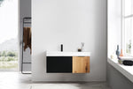 LUGANO 42” MATTE BLACK GLASS/MAPLE WALL MOUNT MODERN BATHROOM VANITY