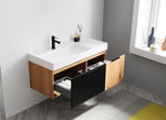 LUGANO 42” MATTE BLACK GLASS/MAPLE WALL MOUNT MODERN BATHROOM VANITY