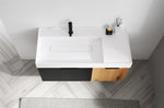 LUGANO 42” MATTE BLACK GLASS/MAPLE WALL MOUNT MODERN BATHROOM VANITY