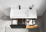 LUGANO 42” MATTE BLACK GLASS/MAPLE WALL MOUNT MODERN BATHROOM VANITY