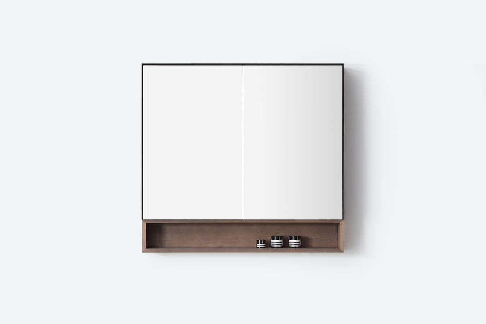 Medicine Cabinet Bergen 36-inch Matte Black/Chestnut Oak