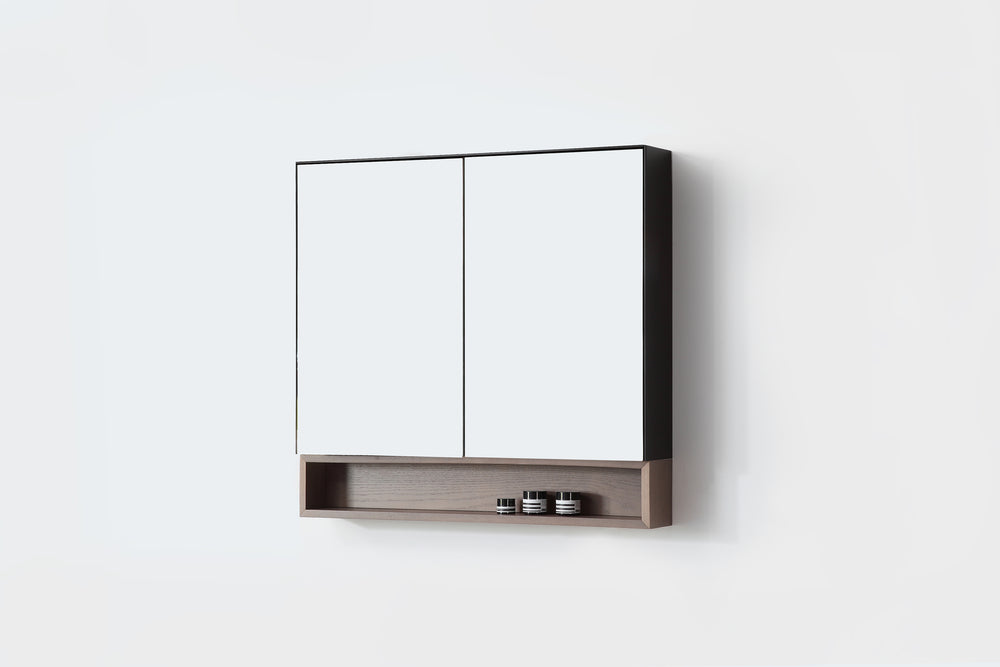 Medicine Cabinet Bergen 36-inch Matte Black/Chestnut Oak