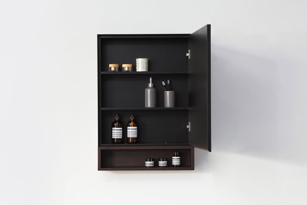 Medicine Cabinet Bergen 24-inch Matte Black/Dark Walnut