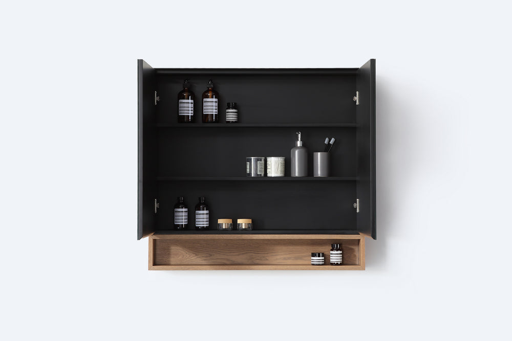 Medicine Cabinet Bergen 36-inch Matte Black/Pecan Oak