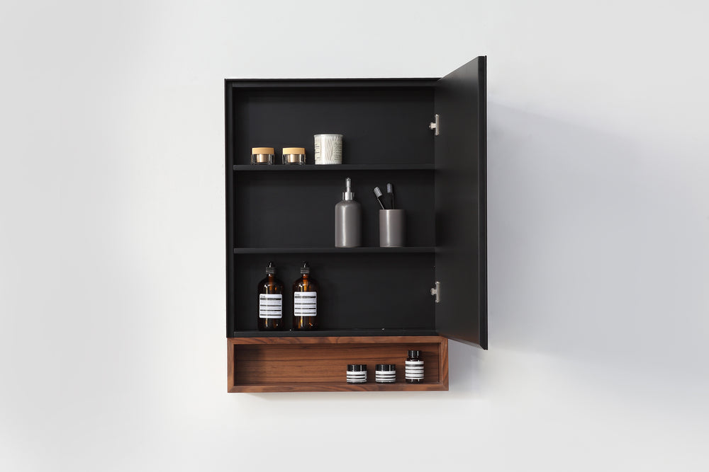 Medicine Cabinet Bergen 24-inch Matte Black/Walnut