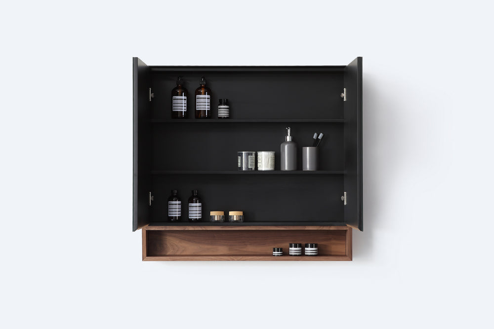 Medicine Cabinet Bergen 36-inch Matte Black/Walnut