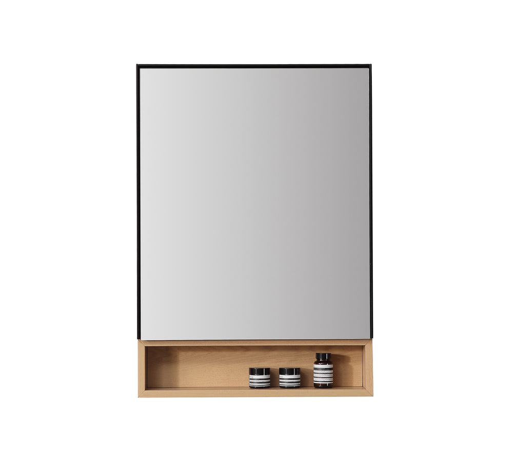 Medicine Cabinet Bergen 24-inch Matte Black/Whitewash Oak