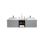 MANAROLA 72” LIGHT GRAY WALL MOUNT MODERN BATHROOM VANITY (OPEN SHELVES)